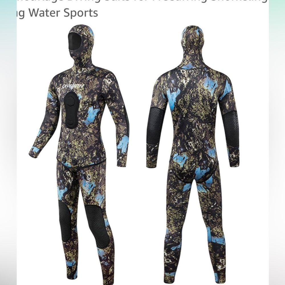 3XL 7mm Divestar Camo Wetsuit (2 Piece Open Cell with Hood)